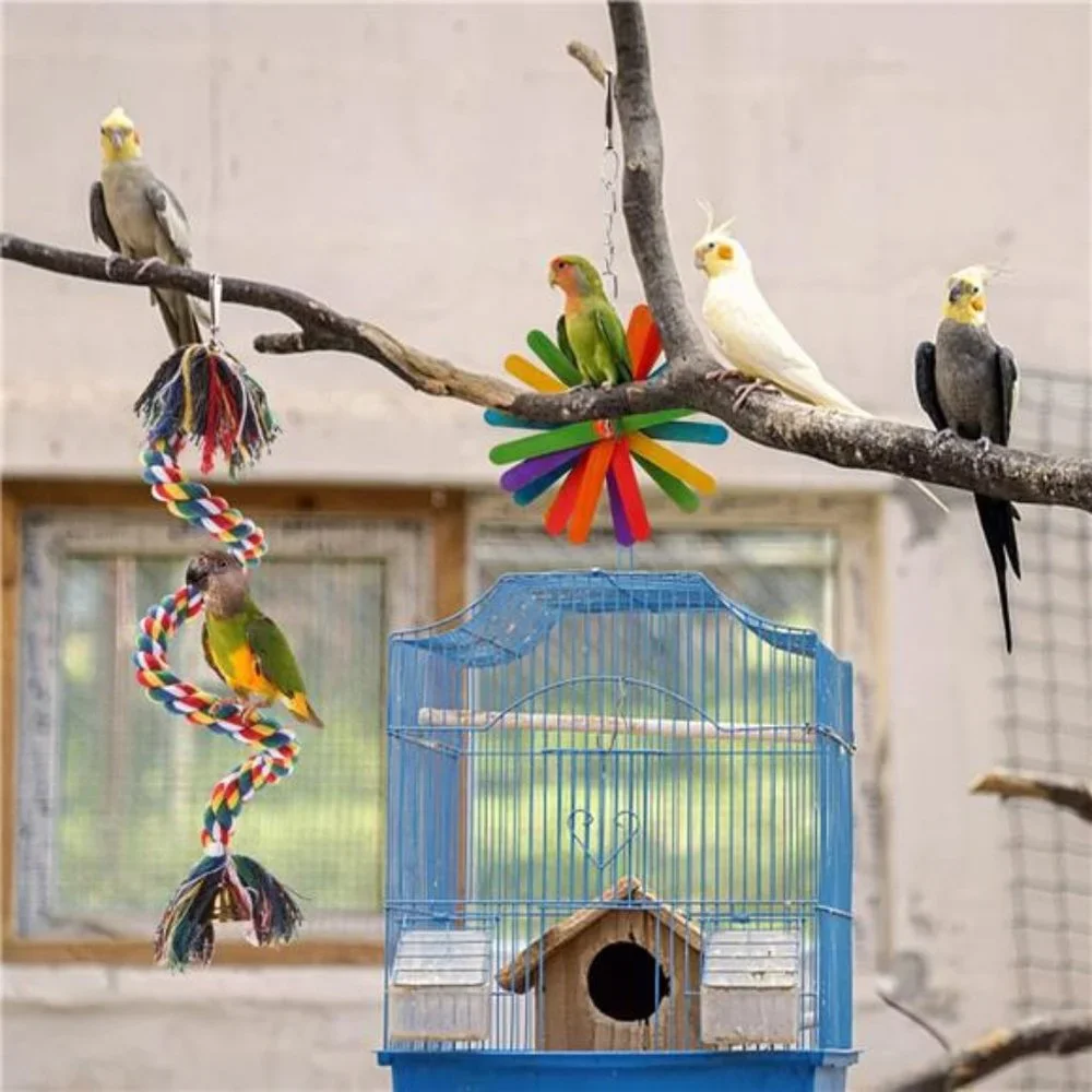 6 Pack Bird Colorful Chewing Toys Parrot Foraging Shredder Toys Shred Hanging